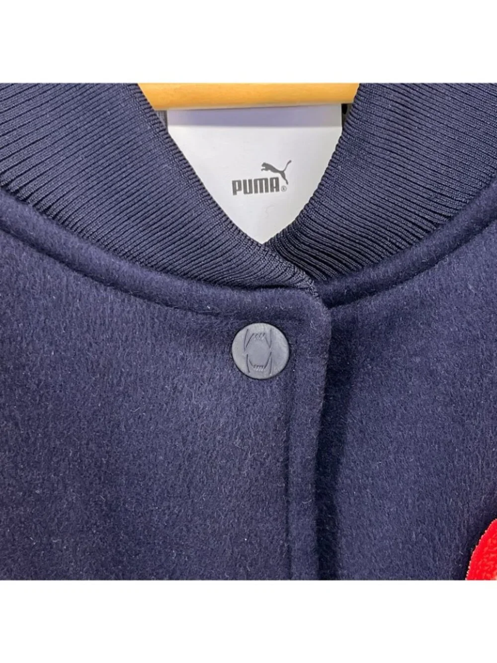 Puma Men's Sticker Pack Wool Blend Varsity Jacket Navy Blue Size XXL 632832 01